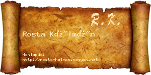 Rosta Kálmán névjegykártya